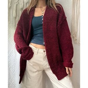 Free People High Hopes Cardigan Sweater Plum Blossom Combo Size Small